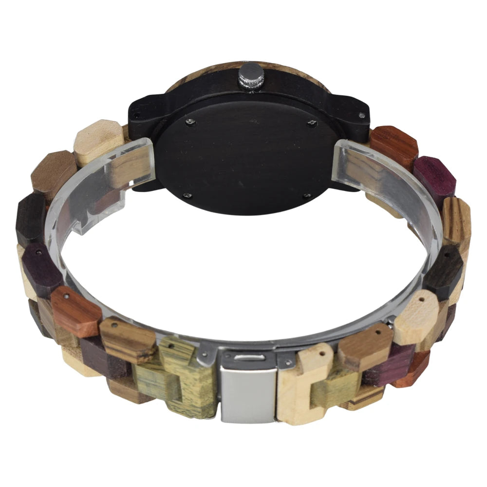 Womens Wooden Watch with All Wood Strap Analog Classic Design Colorful Bamboo Ladies Watches for Women