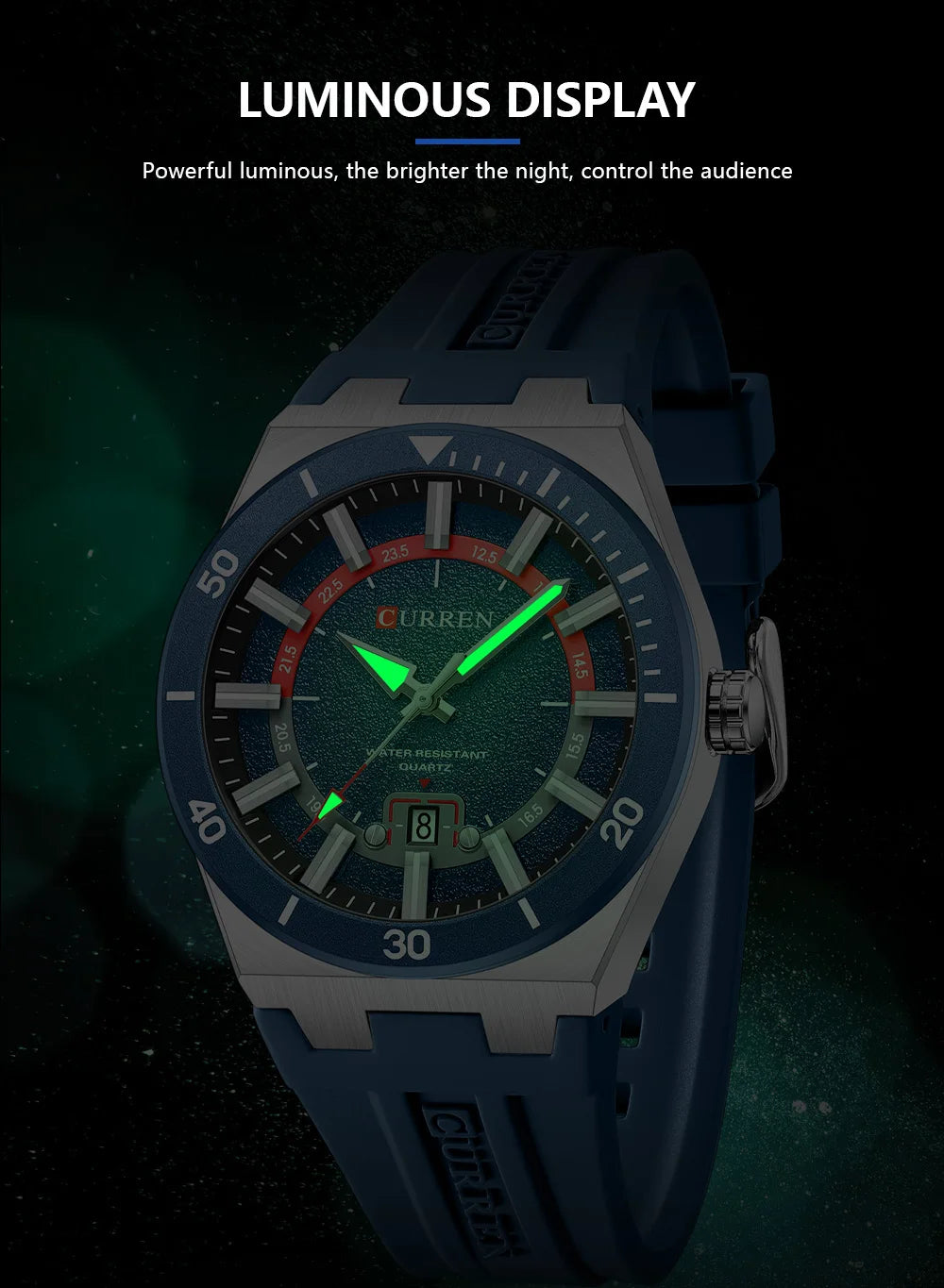 Mens Watches Analog Quartz Sports Unisex 30M Waterproof Watch for Men Military Time with Second Hand Glowing Easy to Read Dial