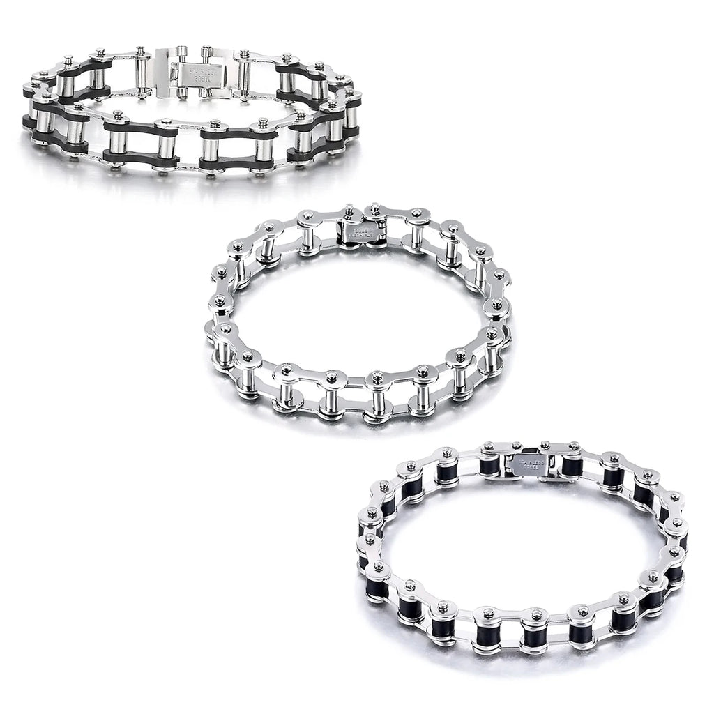 Stainless Steel Biker Chain Bracelet Mens Bracelet Link Chain Motorcycle Bicycle Style Bracelets Fashion Punk Bangles Jewelry