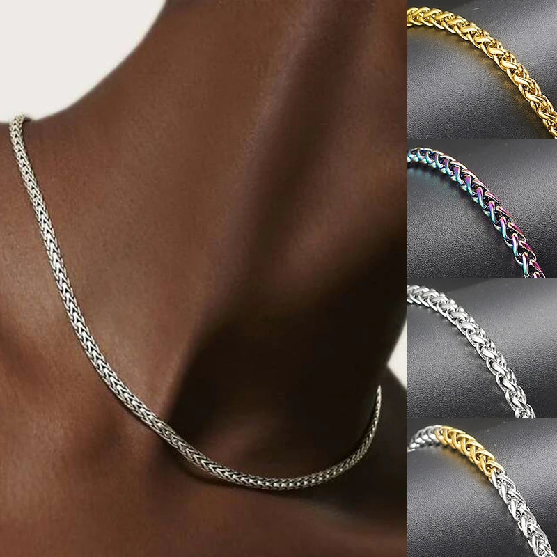 Franco Chain For Men Male Minimalist Stainless Steel Necklace Women Daily Wear Hip Hop Jewelry Gifts Width 3mm Length 60cm C024