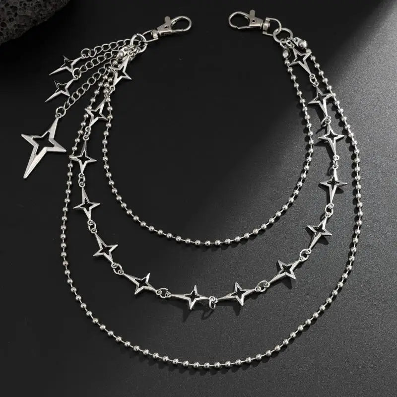 Fashion Cross Pants Chain For Men Metal Waist Chain Street Punk Jeans Chain Detachable Trousers Hanging Chain Accessory