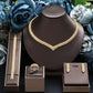 Zirconia Bridal Jewelry Set For Women Dubai Saudi Wedding Necklace Earring  Bracelet Ring Set Prom Evening Dress Party Jewelry