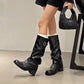 2025Woman Boots Knee High Platform Chunky Heels Trend Punk Gothic New Rock Leather Fashion Women&