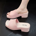 35-40 Women Slippers Wedges Sandals Summer Shoes Female Beach Flip Flops Thick-soled Square Toe Mules Clogs Platform Footwear Y2