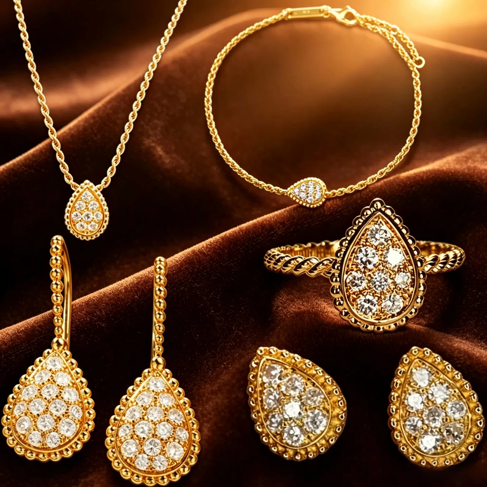 Water Drop Teardrop Jewelry Set Women's S925 Silver Necklace Earring Bracelet Ring AAAA+ Zircon High quality Wedding Party Gift