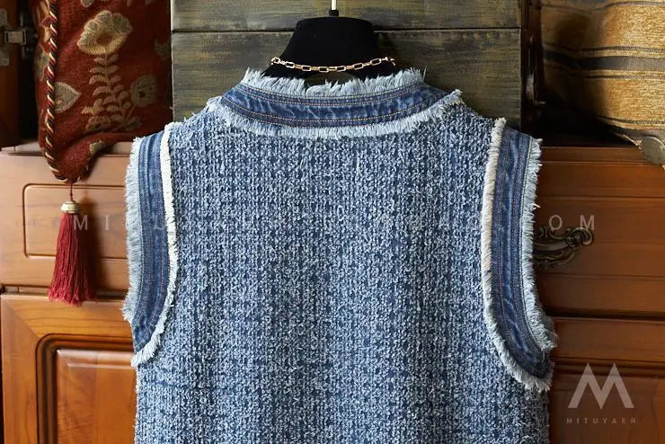 Women's Cowboy Vest Tops Workwear Vests Loose Casual Thin Waistcoats