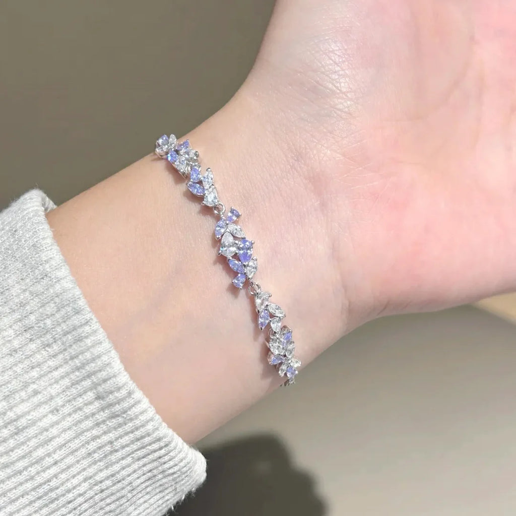 Exquisite Zircon Wisteria Flower Korean Design Lovely Elegant Bracelet for Women Girls High-end Jewelry Wedding Party Cute Gifts