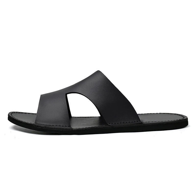 Men's Beach Slippers Man Footwear 2025 Summer New Men's Casual Shoes Soft Sole Fashion Pu Leather Anti slip Trendy Men Sneakers