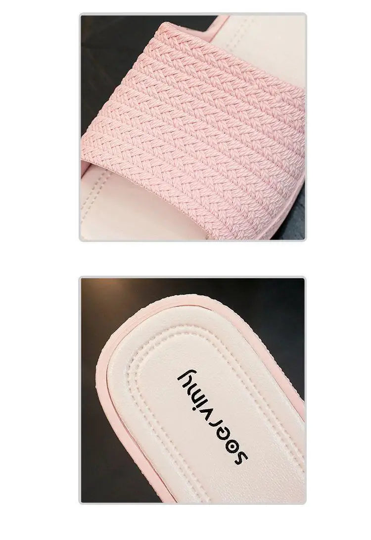 35-40 Women Slippers Wedges Sandals Summer Shoes Female Beach Flip Flops Thick-soled Square Toe Mules Clogs Platform Footwear Y2