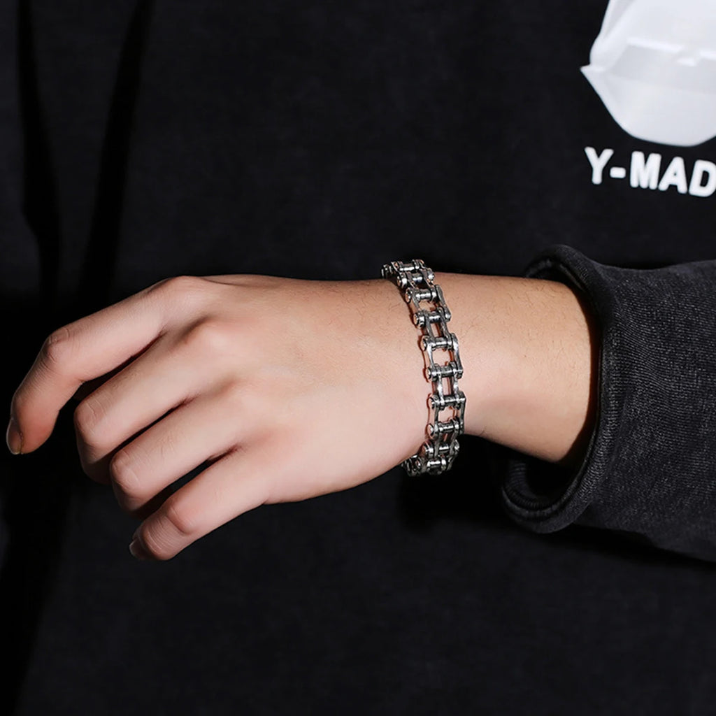 Stainless Steel Biker Chain Bracelet Mens Bracelet Link Chain Motorcycle Bicycle Style Bracelets Fashion Punk Bangles Jewelry