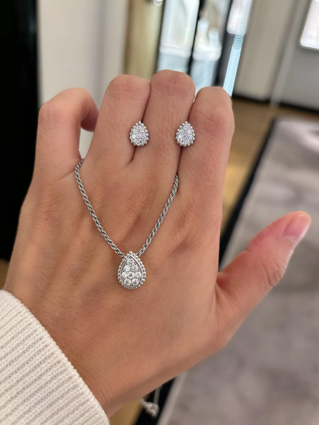 Water Drop Teardrop Jewelry Set Women's S925 Silver Necklace Earring Bracelet Ring AAAA+ Zircon High quality Wedding Party Gift