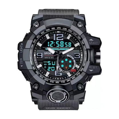 Mens Watch Multi Function Open Button Luminous Function Dual Display Analog Digital Watch Suitable for Sports and Running