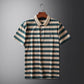 Quality Man Summer Hot Short-Sleeved Polo Shirt Letter Print Stripe Lapel Button British Style T-Shirt Fashion Leisure Mens Wear