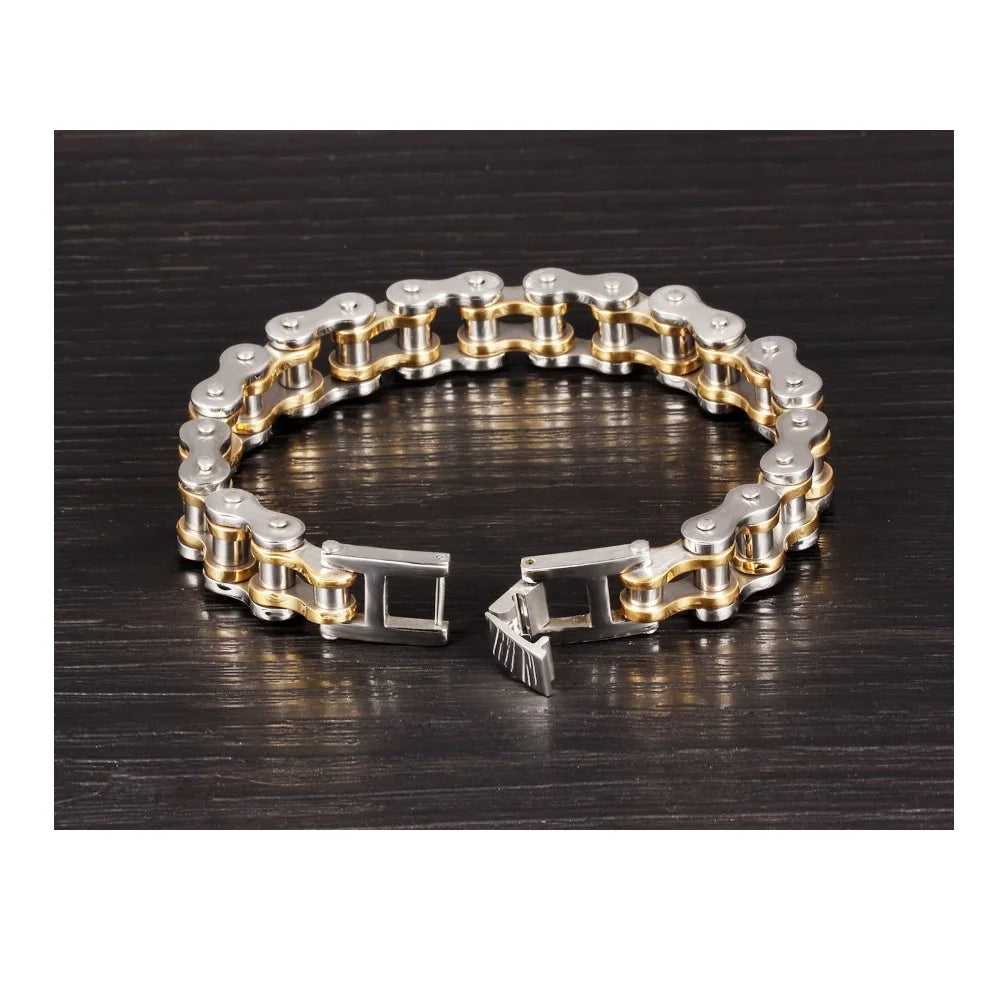 Mens Stainless Steel Bracelet Biker Bicycle Motorcycle Link Chain for Men Bangle Rock Male Jewelry Gift