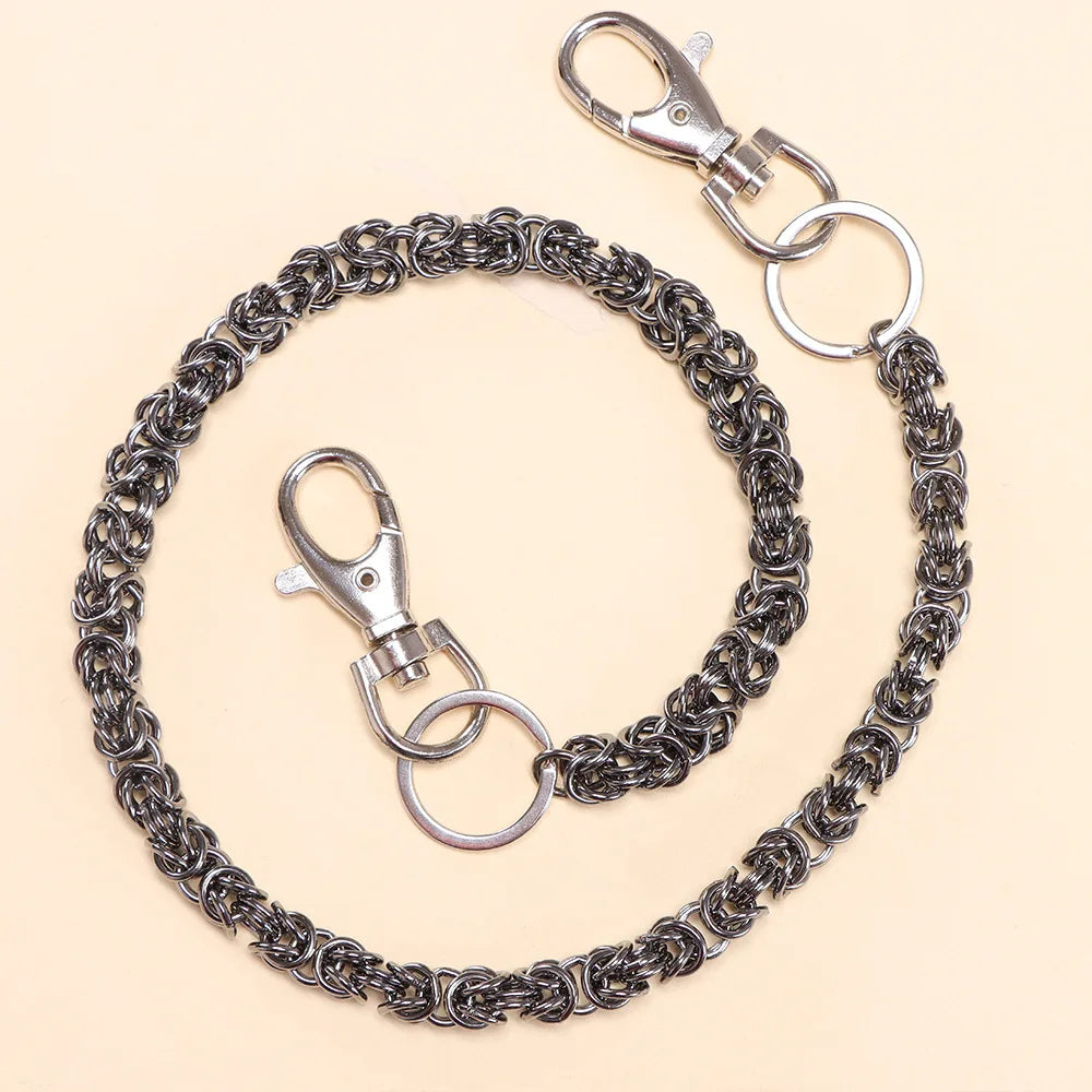 Hand-woven keel chain, bold and trendy, woven lantern rings interlocking, personalized pants chain for men and women