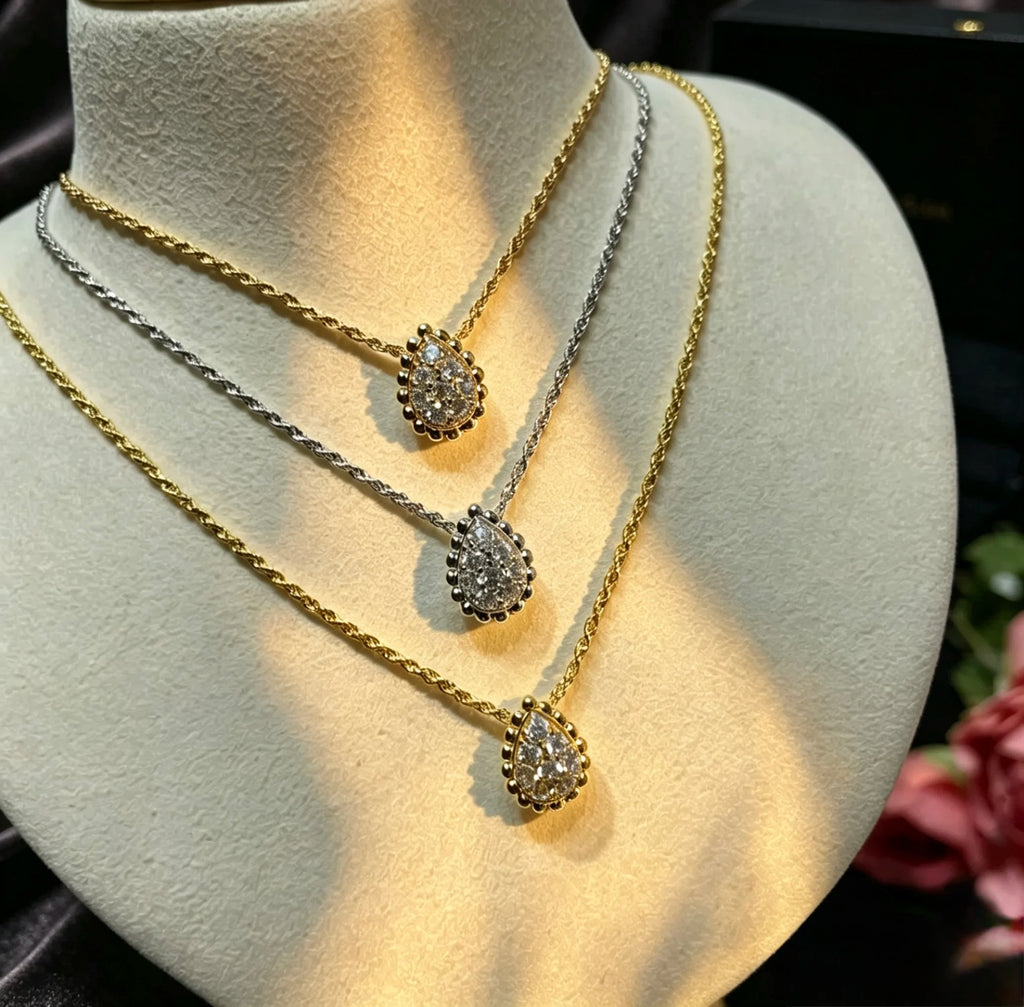 Water Drop Teardrop Jewelry Set Women's S925 Silver Necklace Earring Bracelet Ring AAAA+ Zircon High quality Wedding Party Gift