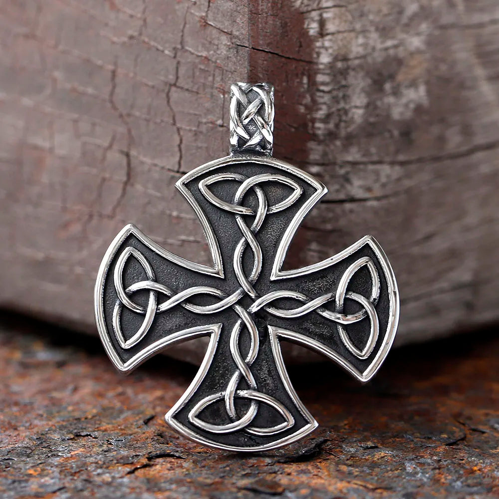 Mens Jewellery Titanium Steel Celtic Cross Necklace Pendant Vintage Chain for Men Necklace Stainless Steel Jewelry Collar Hombre