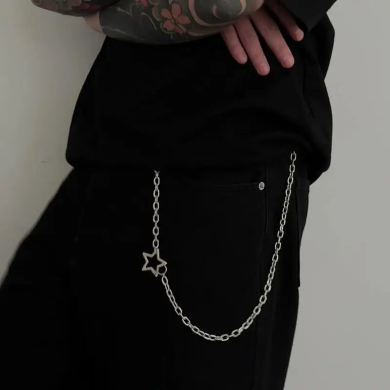 Fashion Cross Pants Chain For Men Metal Waist Chain Street Punk Jeans Chain Detachable Trousers Hanging Chain Accessory