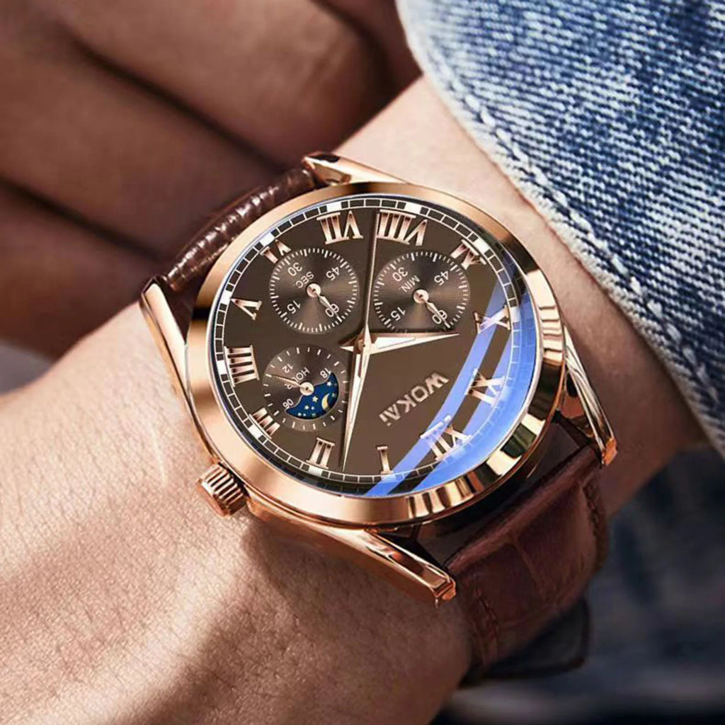 Fashion Men Luxury Watches Mens Business PU Leather Quartz Watch Gifts For Male Calendar Wristwatch Relogio Masculino