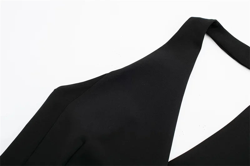 2025 Women's Fashion Off Shoulder Sleeveless Cropped Vest Backless Design V Neck Short Summer Waistcoat Daily Outfits