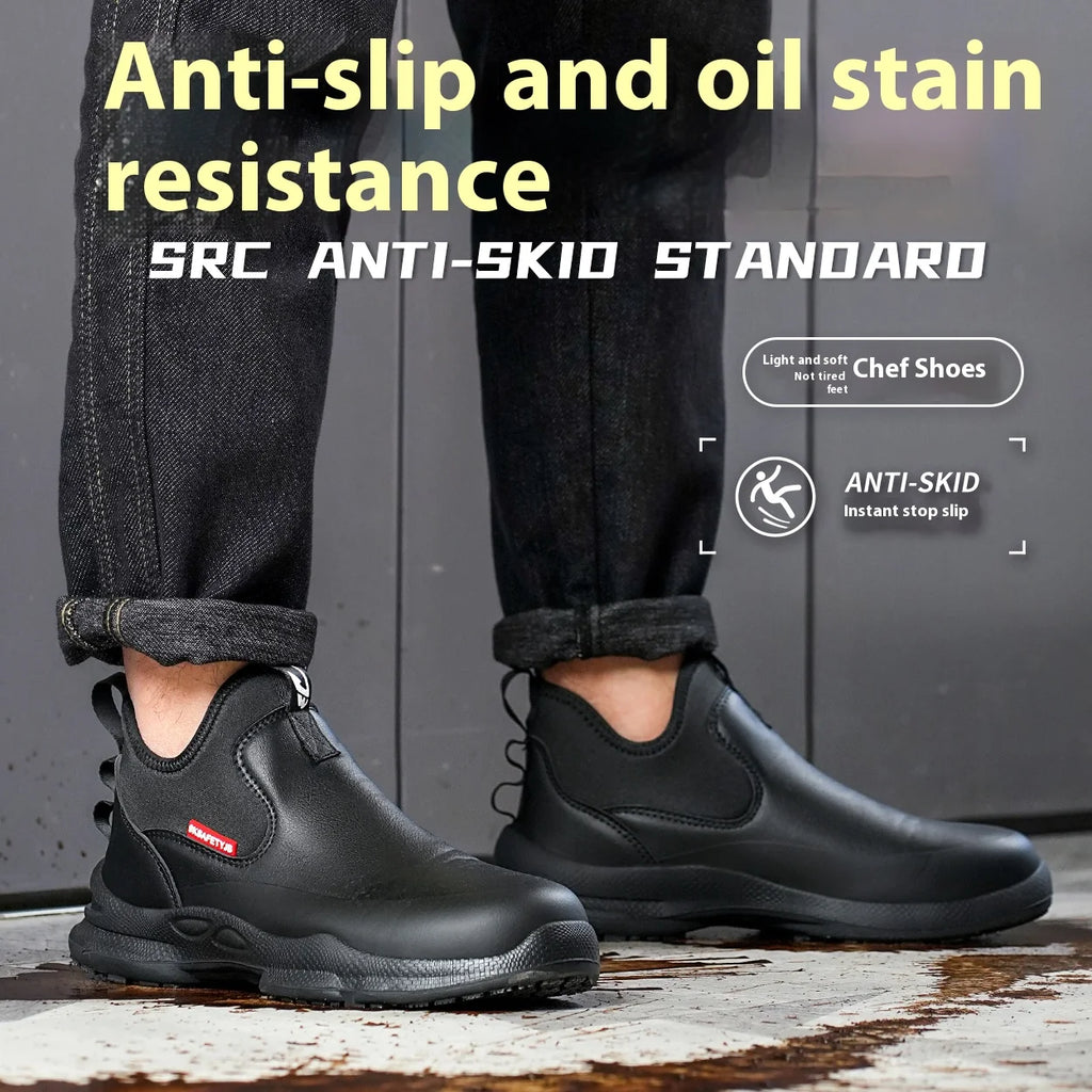 Mens Chef Work Shoes Non-Slip Oil-Resistant Kitchen Footwear Comfortable Restaurant Safety Shoes Waterproof Kitchen Shoes