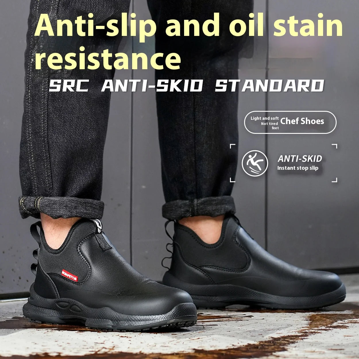Mens Chef Work Shoes Non-Slip Oil-Resistant Kitchen Footwear Comfortable Restaurant Safety Shoes Waterproof Kitchen Shoes