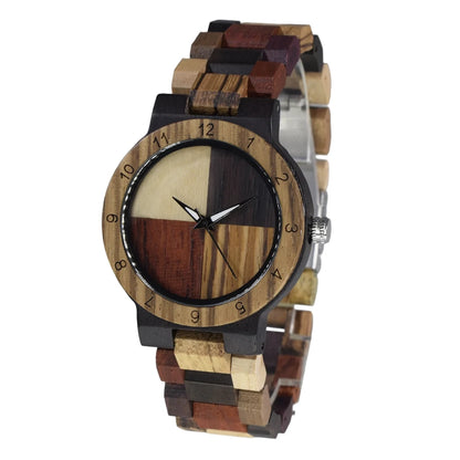 Womens Wooden Watch with All Wood Strap Analog Classic Design Colorful Bamboo Ladies Watches for Women