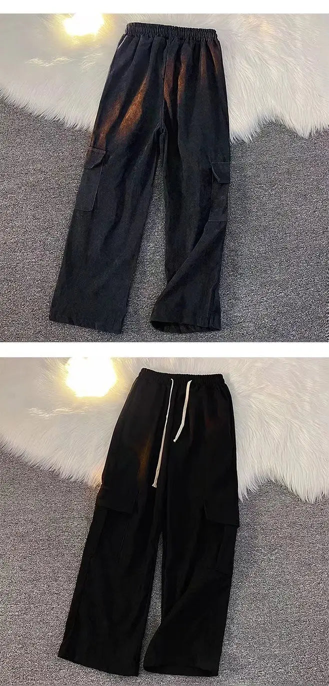 Men's Clothing Japanese Retro Overalls for Men Straight-leg Casual Trousers Loose Corduroy Wide-leg Pants Versatile