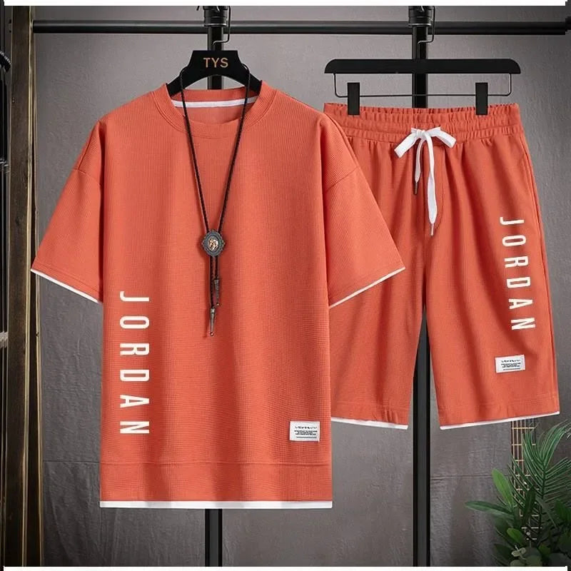 Men's Summer Clothing Brand Fashionable Casual T-Shirt + Shorts Set Daily Casual Training Shirt Comfortable Summer Men's Outfit