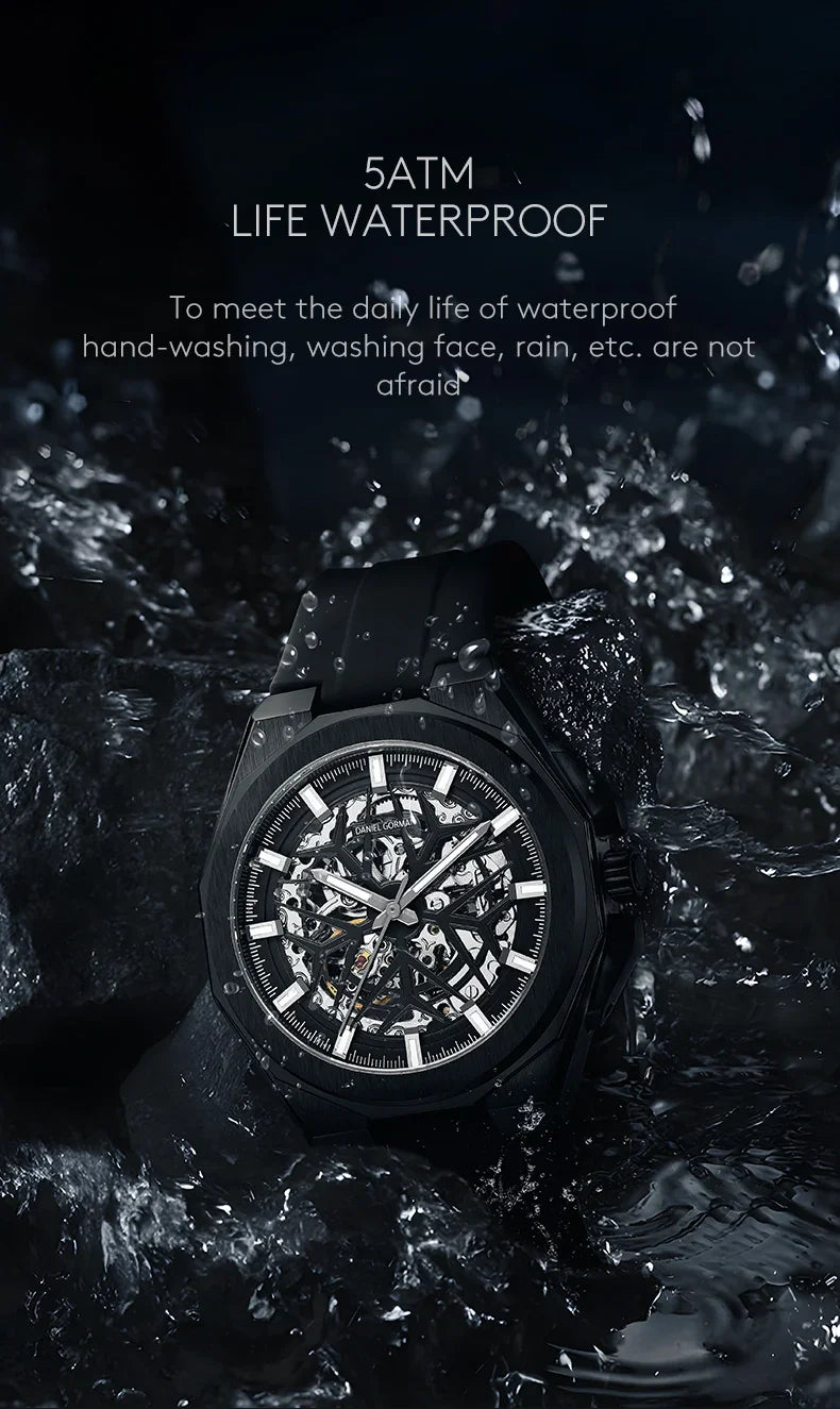 2026 Mens Mechanical Watches Top Brand Luxury Stainless Steel Waterproof Hollow Out Blue Big Male Wristwatches Relogio Masculino