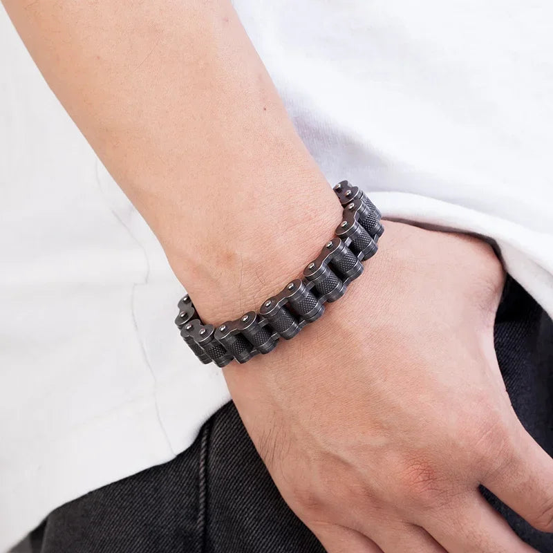 Retro Biker Chain Bracelet Mens Bracelet Link Chain Motorcycle Bicycle Style Bracelets Stainless Steel Bangles Jewelry