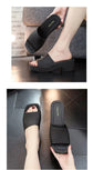 35-40 Women Slippers Wedges Sandals Summer Shoes Female Beach Flip Flops Thick-soled Square Toe Mules Clogs Platform Footwear Y2