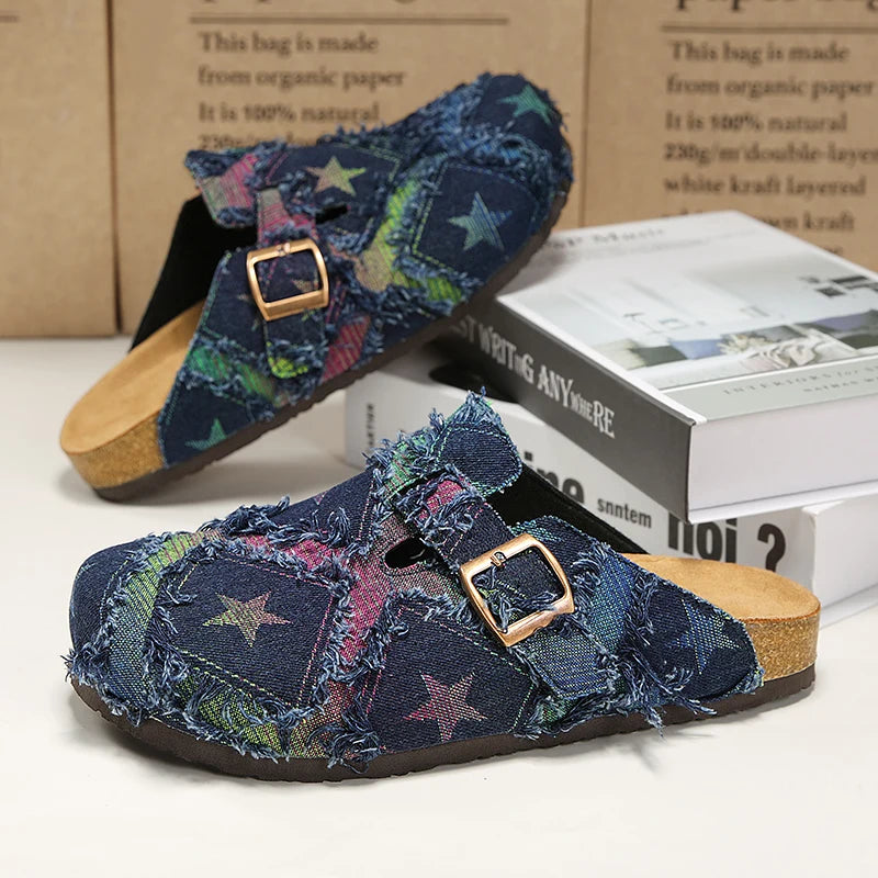 Mens Sandals Couple Cork Clogs Slippers Fashion Soft Footbed Suede Beach Slides with Arch Support Girls Outdoor Muller Shoes