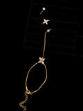 Luxurious Elegant Sparkling Synthetic Clear Zirconia Butterfly Flower Linked Bracelet   Trendy Floral Women's Jewelry NEW