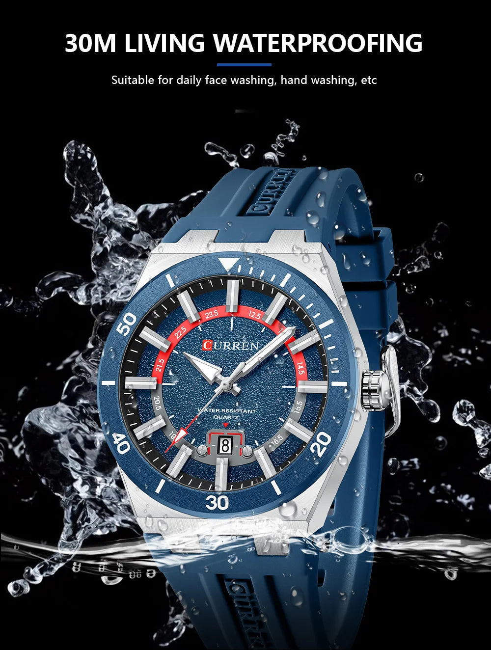 Mens Watches Analog Quartz Sports Unisex 30M Waterproof Watch for Men Military Time with Second Hand Glowing Easy to Read Dial