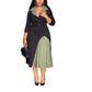 Womens Dresses 2025 Spring New Elegant Commuting Contrasting Color Waist Cinching Pleated Patchwork Long Sleeve Casual Dress