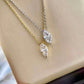 925 Silver Plated Fashion Golden Marquise Series Zircon Ring Necklace For Women Engagement Wedding Simple Jewelry Set