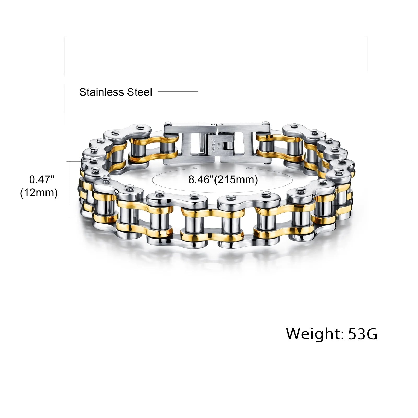 Mens Stainless Steel Bracelet Biker Bicycle Motorcycle Link Chain for Men Bangle Rock Male Jewelry Gift