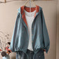 Women Cotton Jacket Women Jacket Stylish Hooded Spring Jacket with Drawstring Hem Zipper Closure for Women Outerwear for Wear