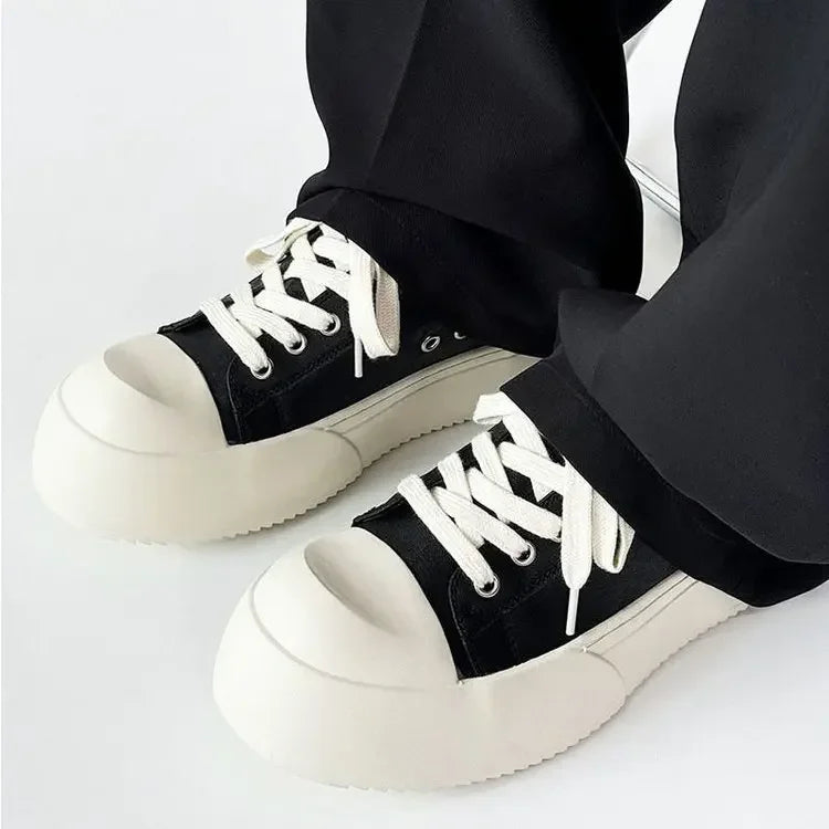 Men Thick-Soled Big Round Toe Sneakers Couple Anti slip Wear Outdoor Shoes Women Versatile Trendy Casual Unisex Board Footwear