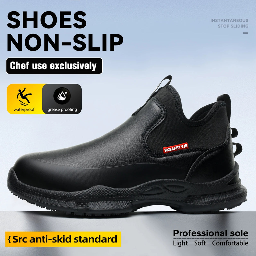 Mens Chef Work Shoes Non-Slip Oil-Resistant Kitchen Footwear Comfortable Restaurant Safety Shoes Waterproof Kitchen Shoes