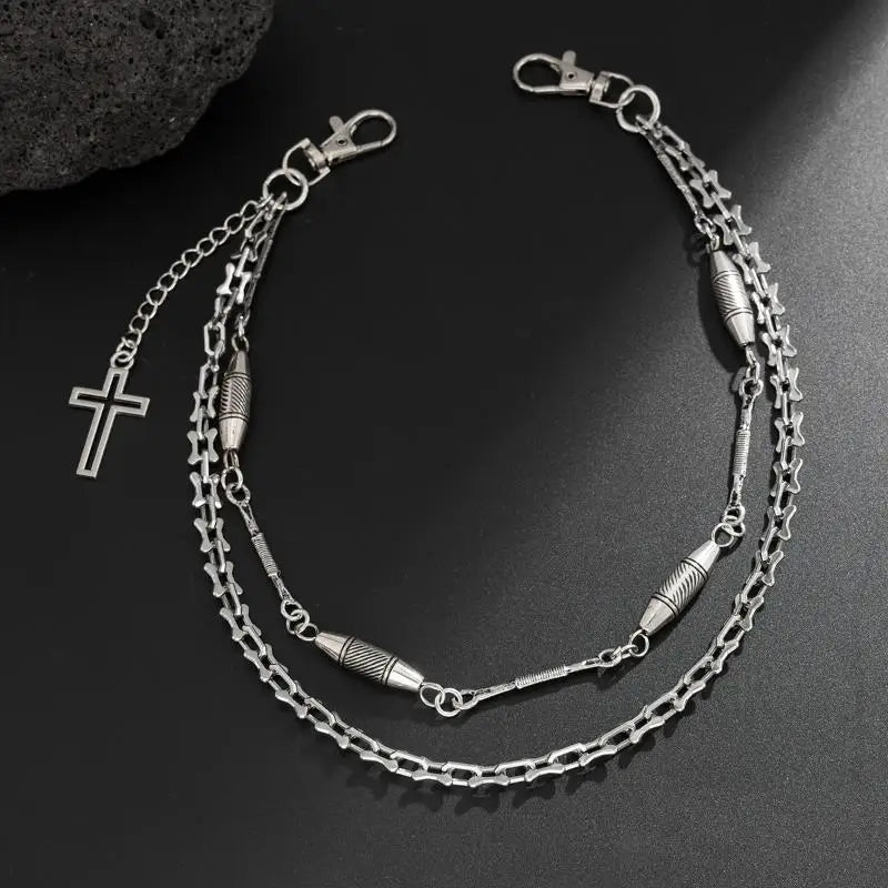 Fashion Cross Pants Chain For Men Metal Waist Chain Street Punk Jeans Chain Detachable Trousers Hanging Chain Accessory