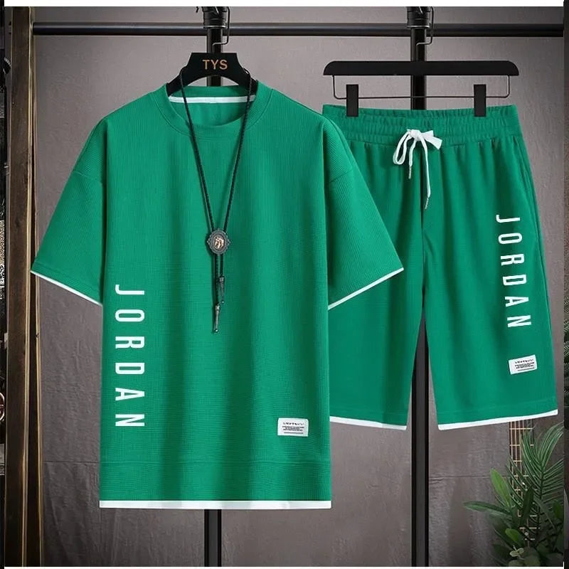 Men's Summer Clothing Brand Fashionable Casual T-Shirt + Shorts Set Daily Casual Training Shirt Comfortable Summer Men's Outfit