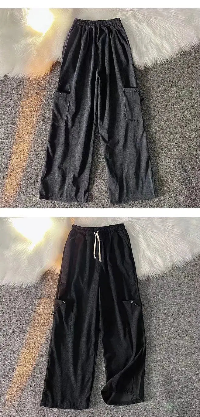 Men's Clothing Japanese Retro Overalls for Men Straight-leg Casual Trousers Loose Corduroy Wide-leg Pants Versatile