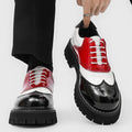 men's fashion hip hop rock platform shoes lace-up patent leather oxfords shoe carved brogue sneakers designer cool footwear mans