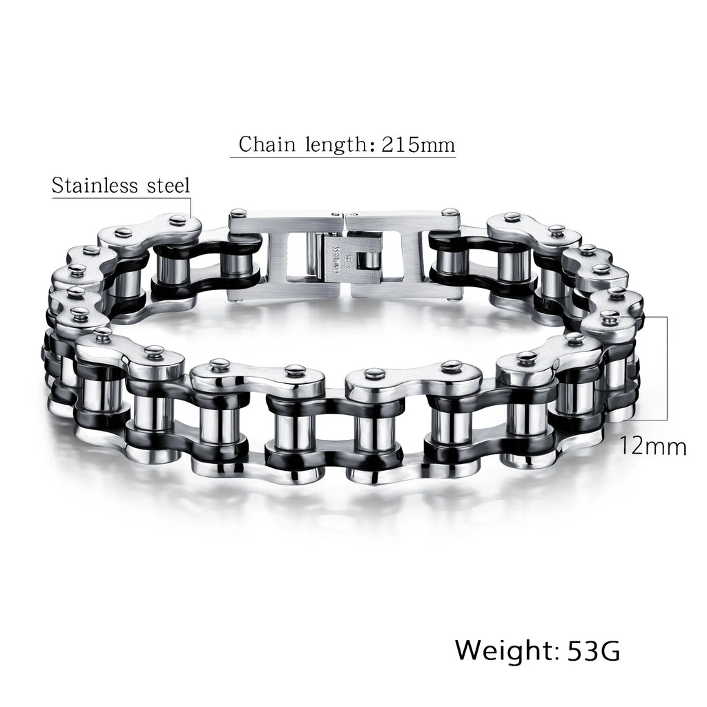 Mens Stainless Steel Bracelet Biker Bicycle Motorcycle Link Chain for Men Bangle Rock Male Jewelry Gift