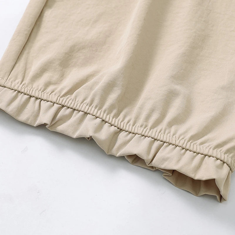 Women's Cotton Linen Harem Pants Summer Loose Thin Elastic Waist Casual bloomers Pants High Waist Nine Points