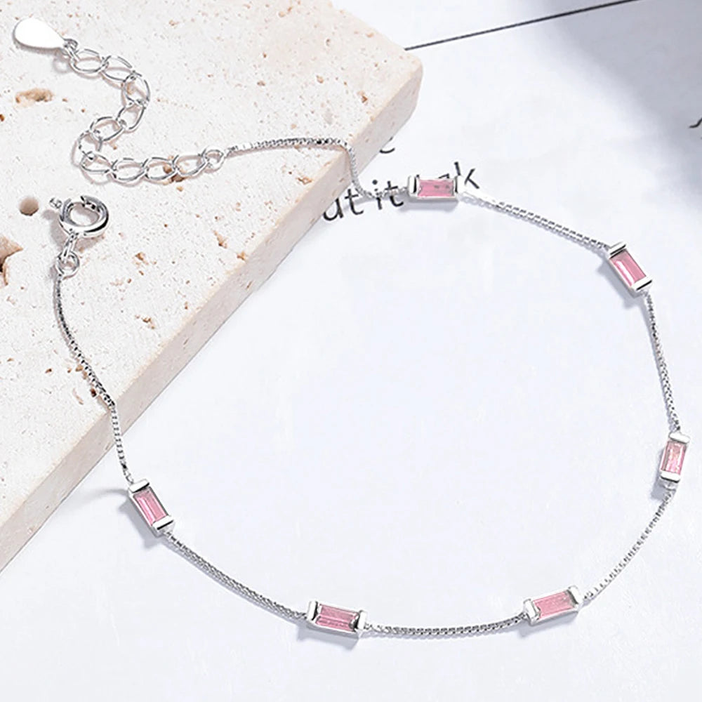 RYJU 925 Sterling Silver Square Emerald Zircon Bracelet for Women Vintage Emeralds Bracelets Charm Wedding Party Fashion Jewelry