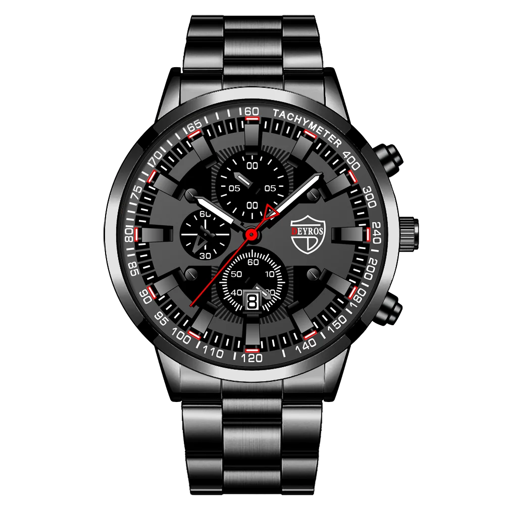 2023 Mens Watches Fashion Luxury Men Black Stainless Steel Quartz Wristwatch Man Business Casual Leather Watch relogio masculino