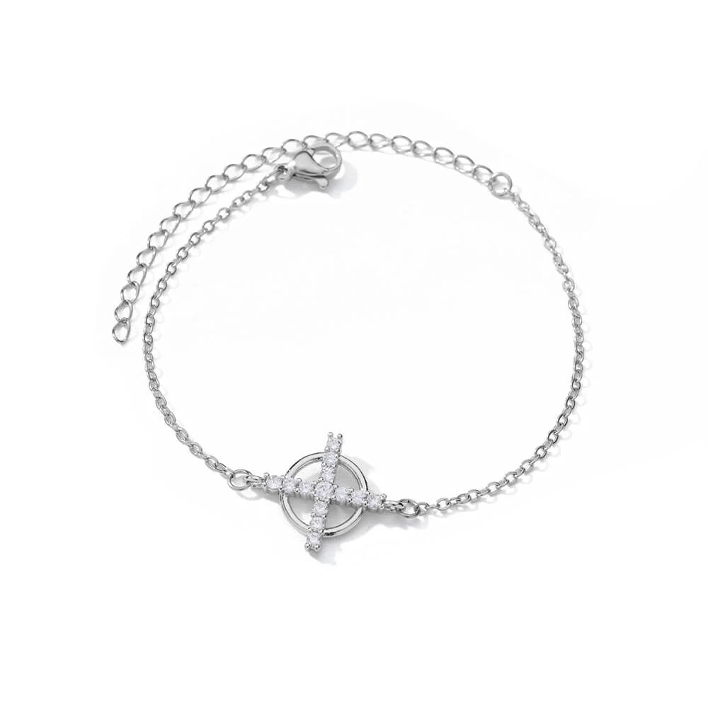 Zircon Crystal Cross Bracelet For Women Gold Plated Stainless Steel Bracelet Chain Vintage Jesus Religion Aesthetic Jewelry Gift